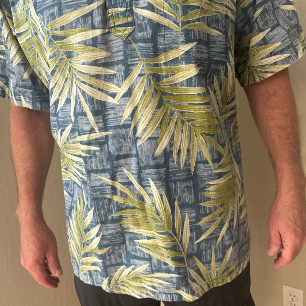 ONO & COMPANY By Liberty House Vintage Aloha Hawaiian Shirt Blue & Green Palm XL - Picture 6 of 16